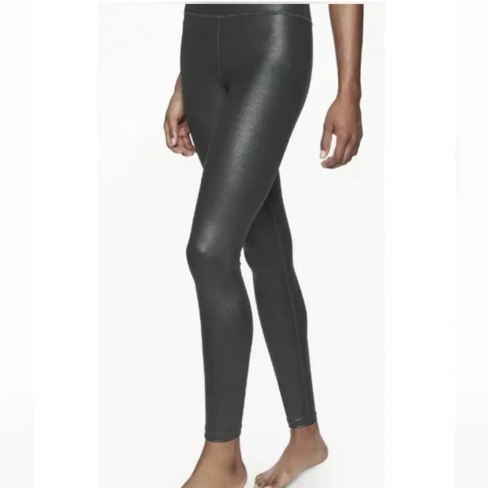 Athleta Elation High Rise Gray Silver Shimmer Leggings M - Picture 2 of 13